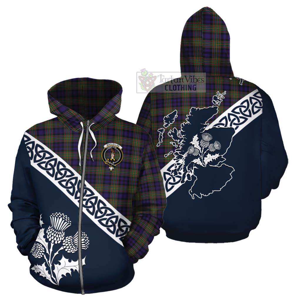 Tartan Vibes Clothing MacLellan (McLellan) Tartan Cotton Hoodie Featuring Thistle and Scotland Map