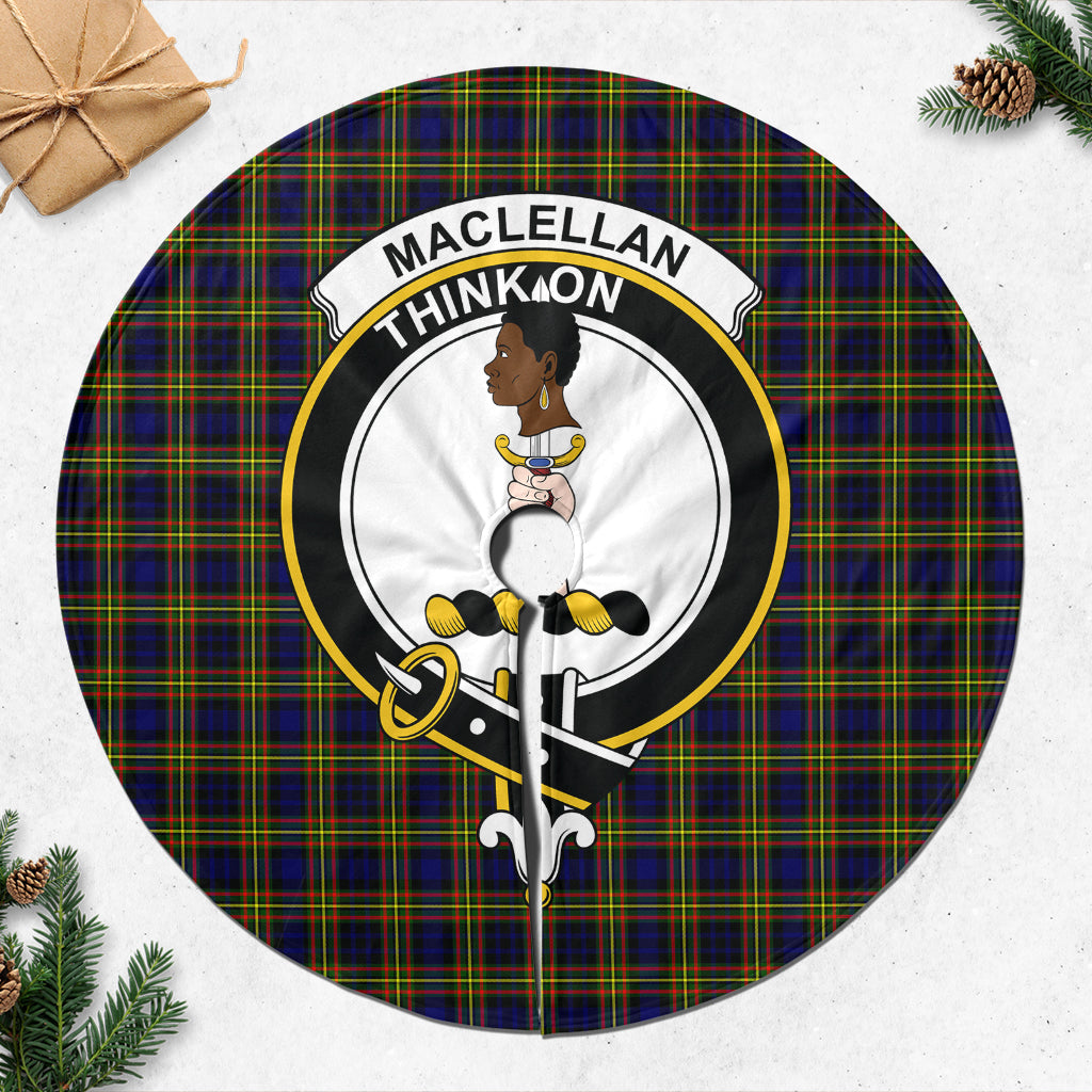 MacLellan Modern Tartan Christmas Tree Skirt with Family Crest - Tartanvibesclothing