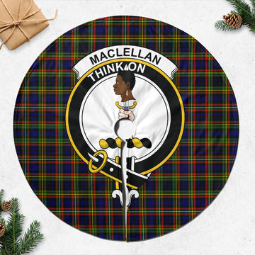 MacLellan Modern Tartan Christmas Tree Skirt with Family Crest