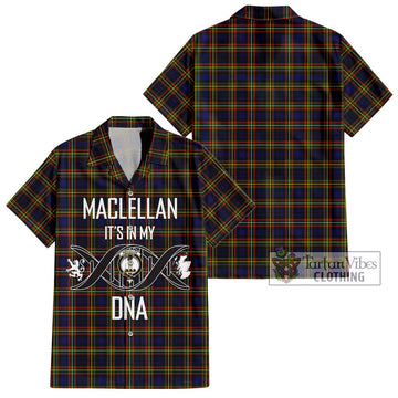 MacLellan Modern Tartan Short Sleeve Button Shirt with Family Crest DNA In Me Style