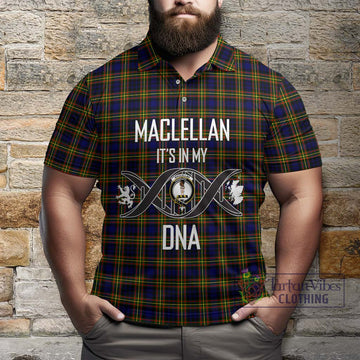 MacLellan Modern Tartan Polo Shirt with Family Crest DNA In Me Style