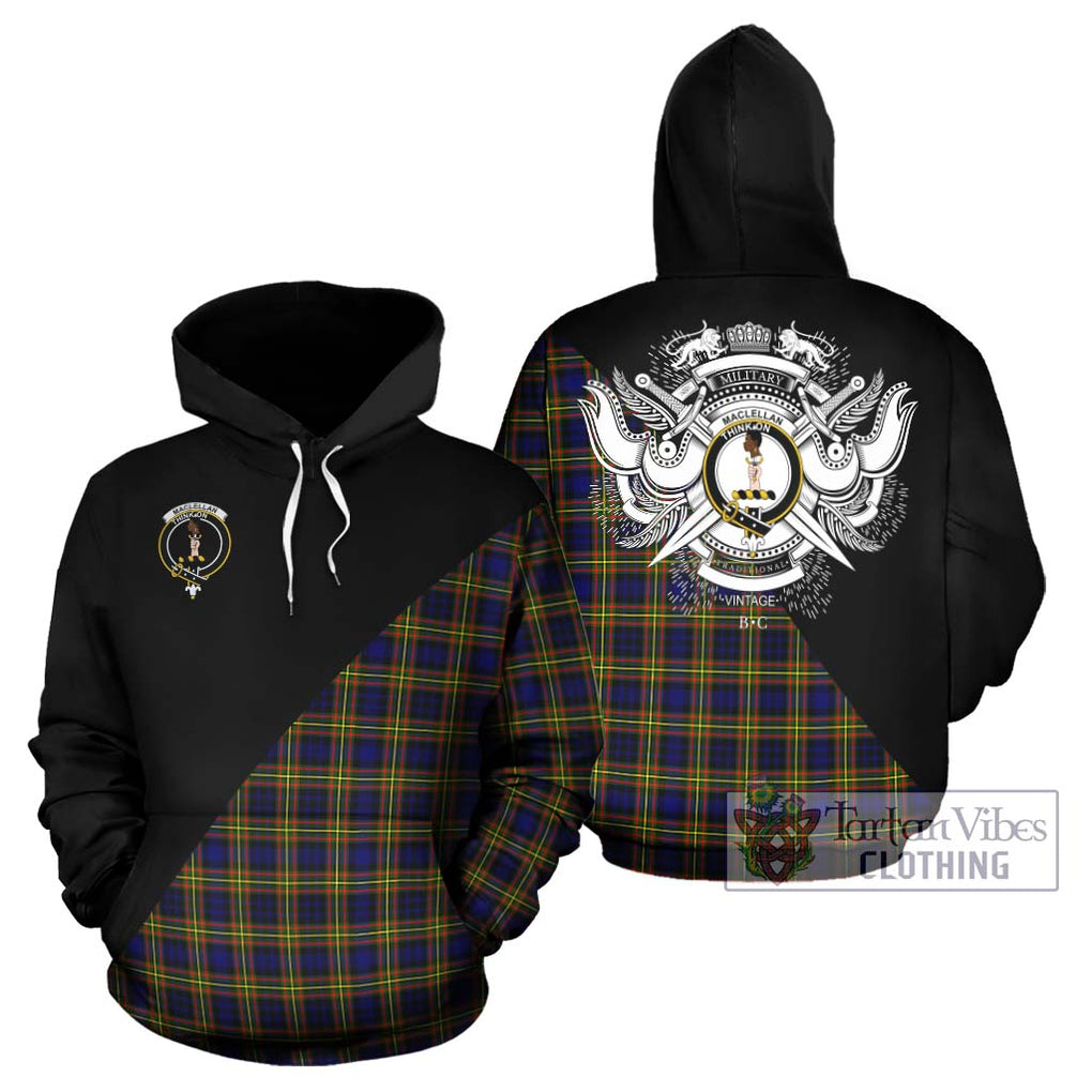 MacLellan Modern Tartan Hoodie with Family Crest and Military Logo Style Zip Hoodie - Tartanvibesclothing Shop