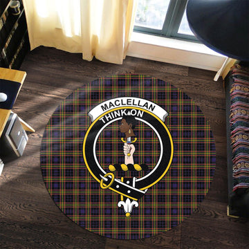 MacLellan Modern Tartan Round Rug with Family Crest