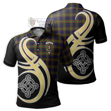 MacLellan Modern Tartan Polo Shirt with Family Crest and Celtic Symbol Style