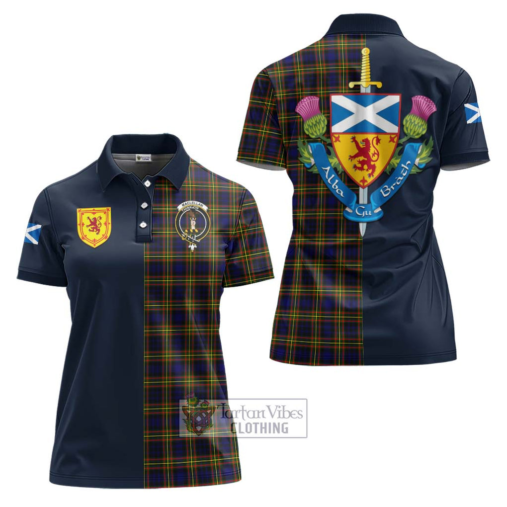 Tartan Vibes Clothing MacLellan Modern Tartan Women's Polo Shirt with Scottish Lion Royal Arm Half Style