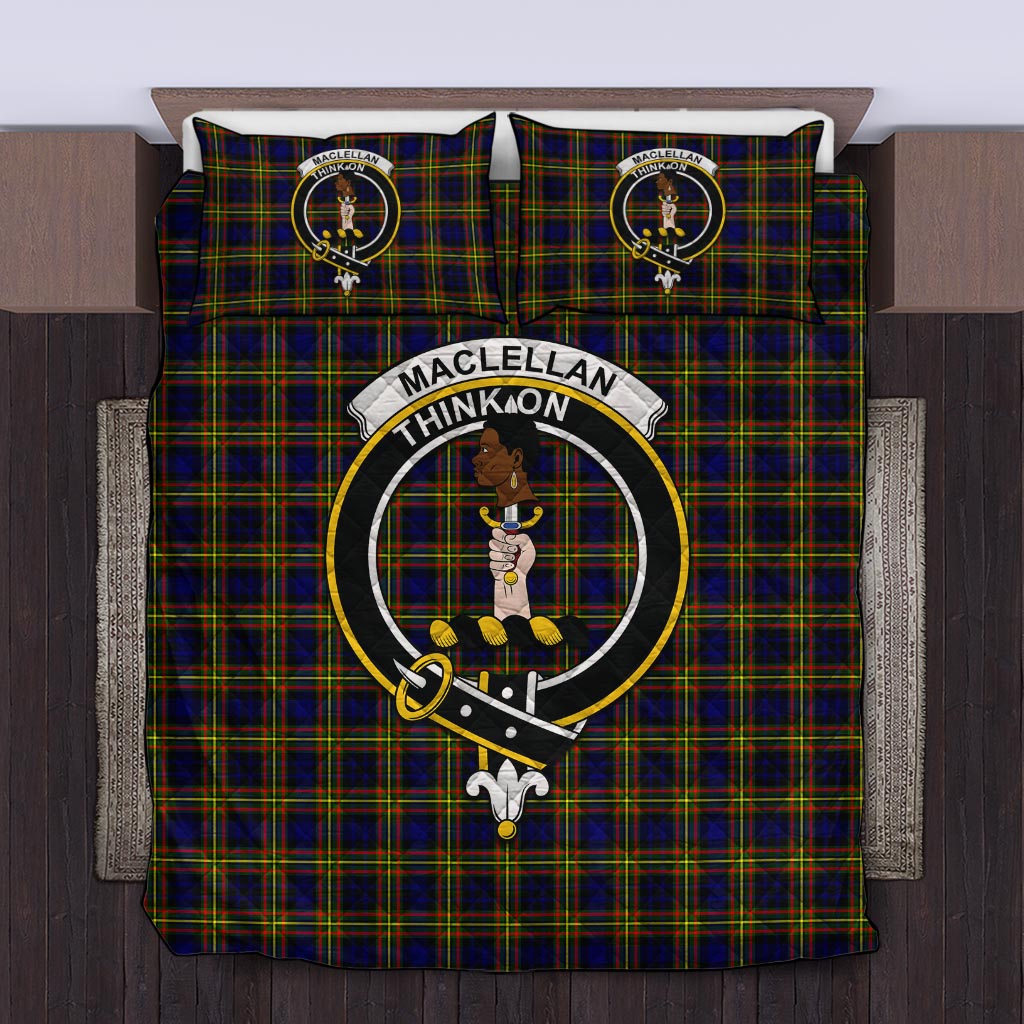 MacLellan Modern Tartan Quilt Bed Set with Family Crest Twin - Tartan Vibes Clothing