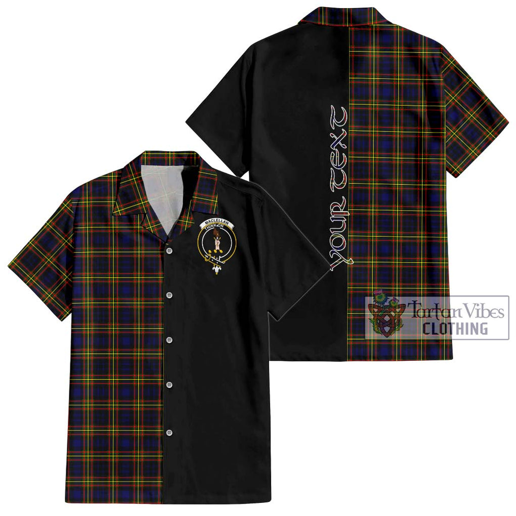 MacLellan Modern Tartan Short Sleeve Button Shirt with Family Crest and Half Of Me Style Kid - Tartanvibesclothing Shop