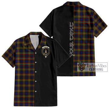 MacLellan Modern Tartan Short Sleeve Button Shirt with Family Crest and Half Of Me Style