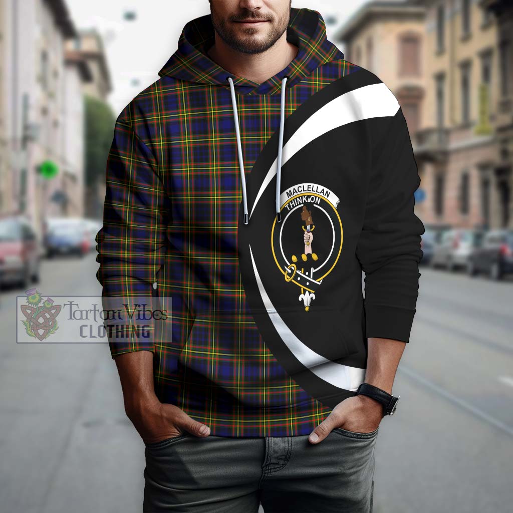 MacLellan Modern Tartan Hoodie with Family Crest Circle Style Zip Hoodie - Tartan Vibes Clothing