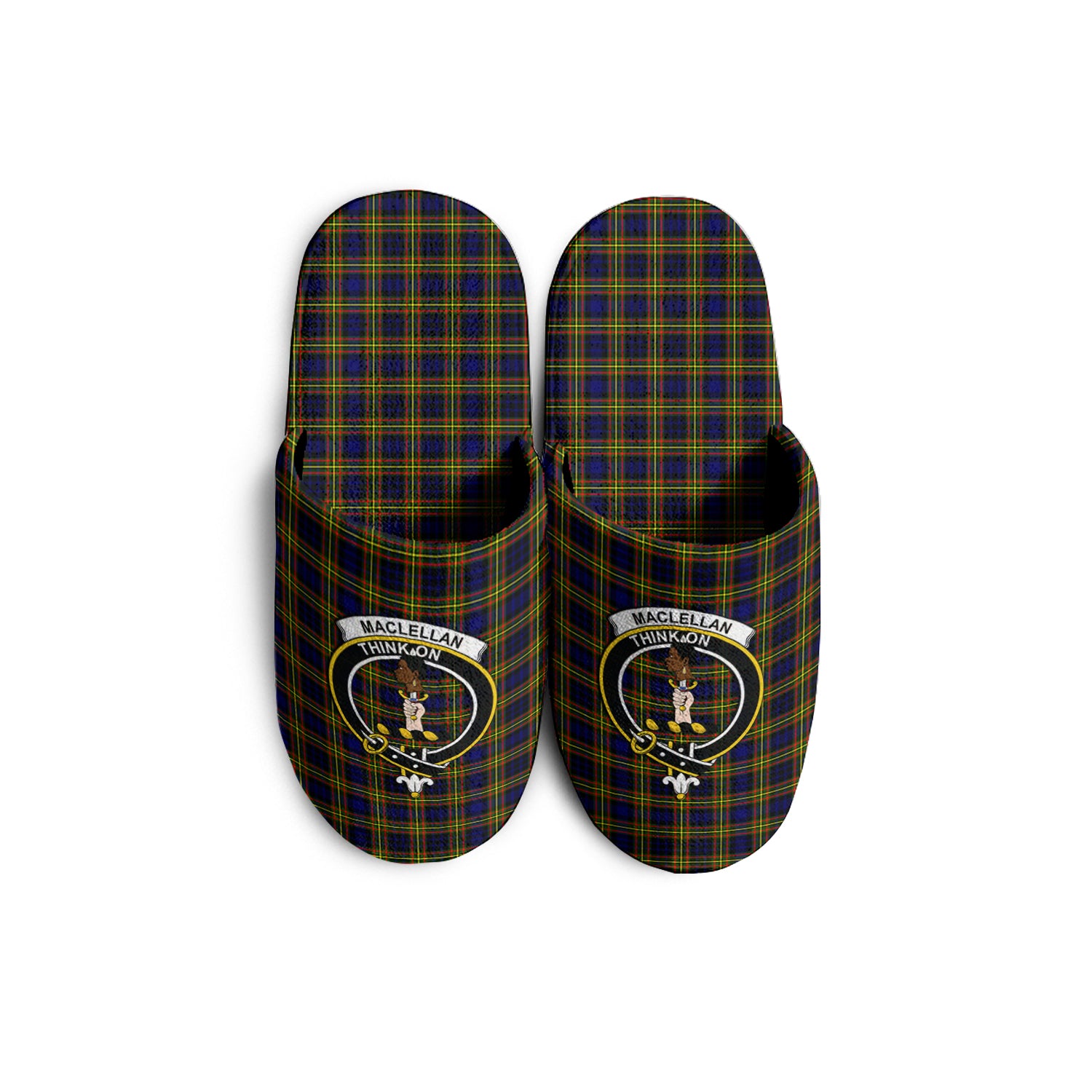 MacLellan Modern Tartan Home Slippers with Family Crest - Tartanvibesclothing