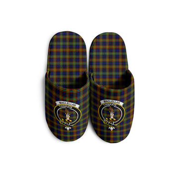 MacLellan Modern Tartan Home Slippers with Family Crest