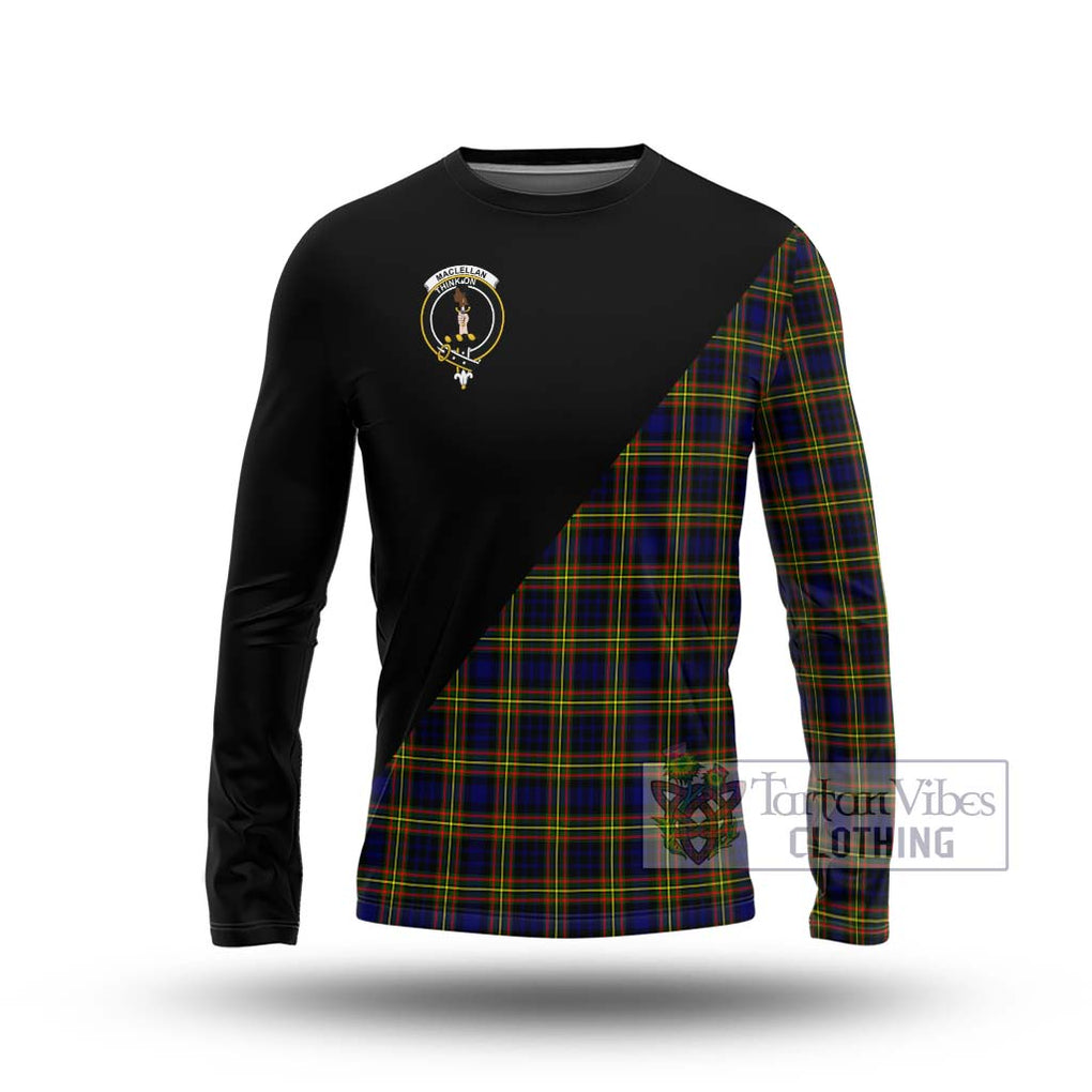 MacLellan Modern Tartan Long Sleeve T-Shirt with Family Crest and Military Logo Style Unisex - Tartanvibesclothing Shop