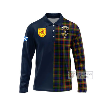 MacLellan Modern Tartan Long Sleeve Polo Shirt Alba with Scottish Lion Royal Arm Half Style