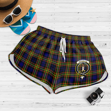 MacLellan Modern Tartan Womens Shorts with Family Crest