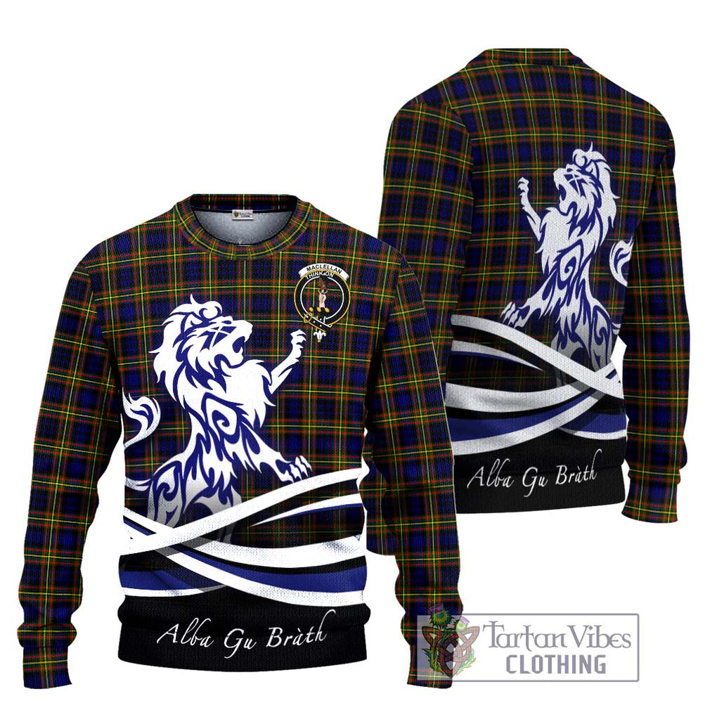 MacLellan Modern Tartan Knitted Sweater with Alba Gu Brath Regal Lion Emblem Unisex - Tartanvibesclothing Shop