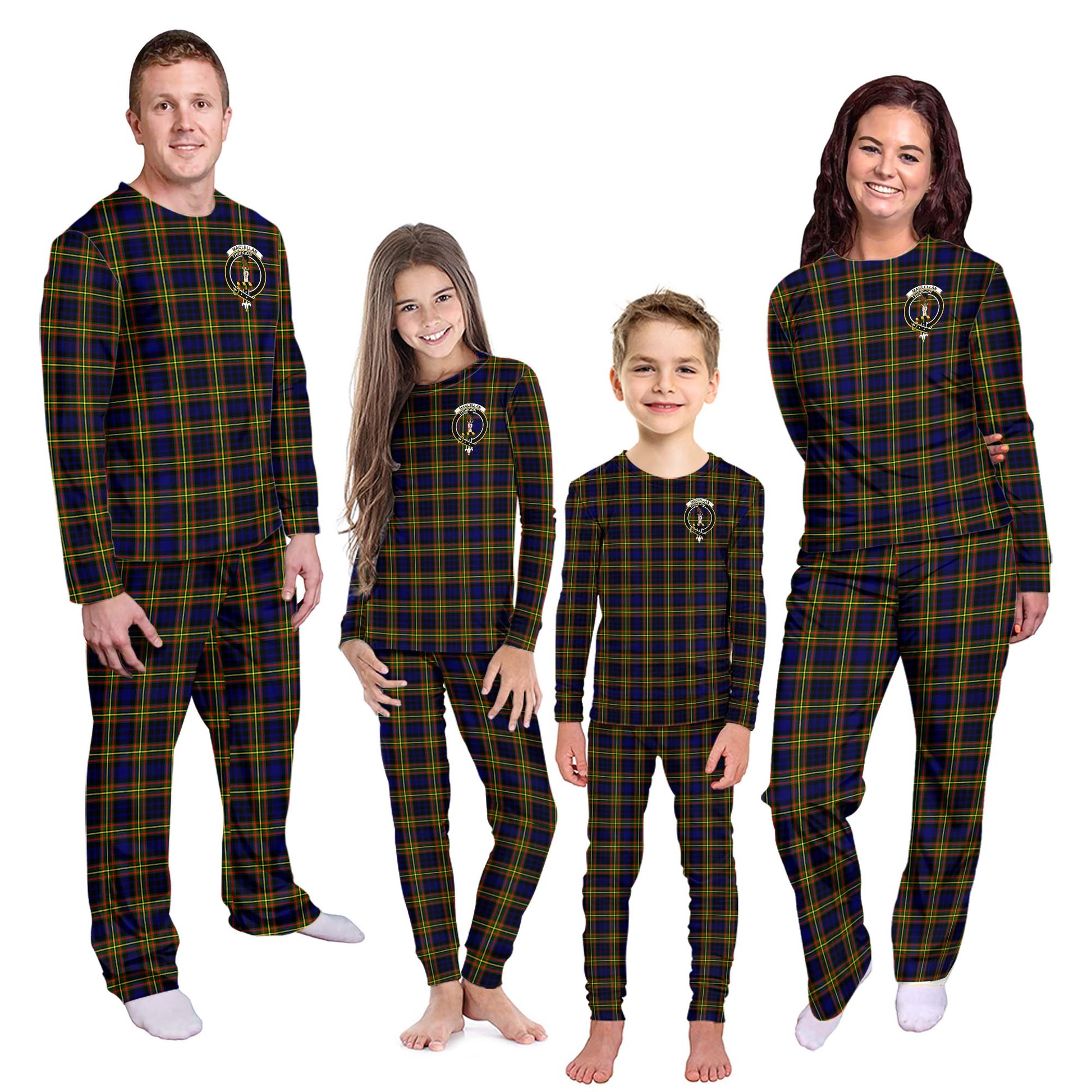 MacLellan Modern Tartan Pajamas Family Set with Family Crest - Tartanvibesclothing