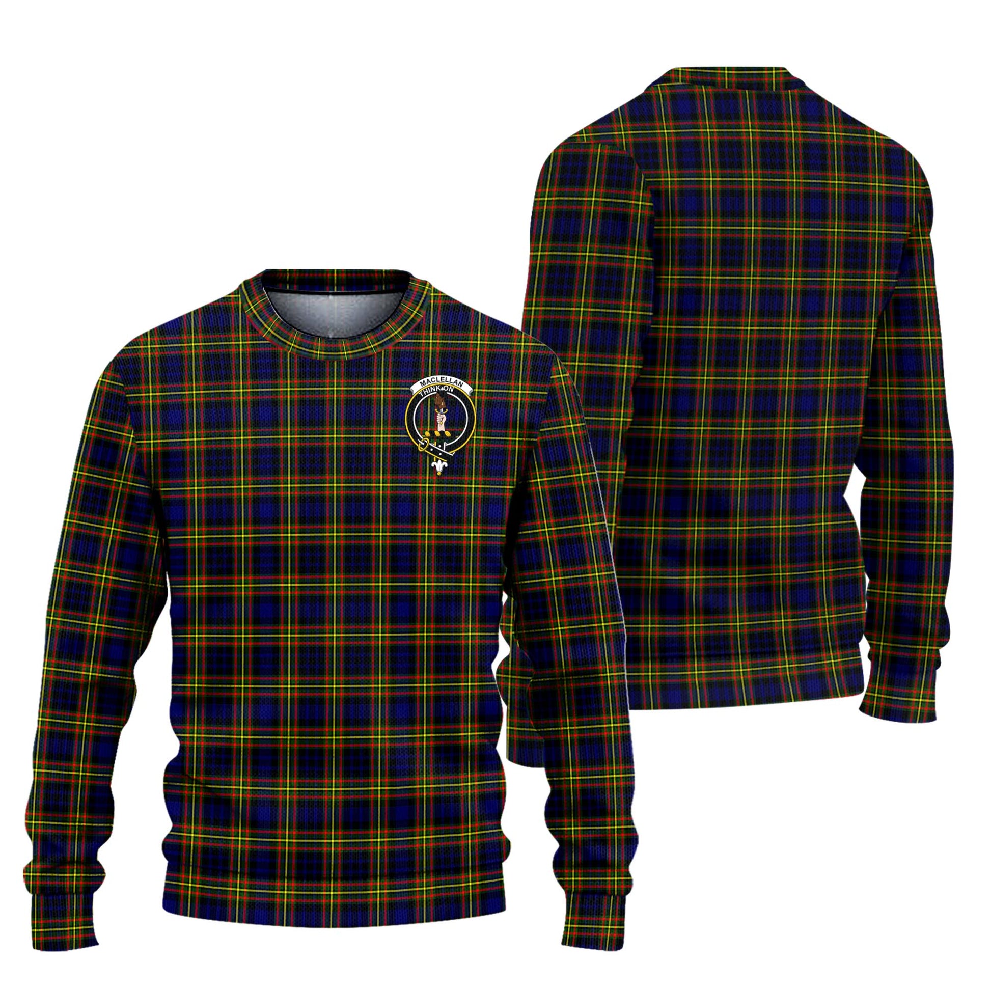 MacLellan Modern Tartan Knitted Sweater with Family Crest Unisex - Tartanvibesclothing