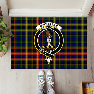 MacLellan Modern Tartan Door Mat with Family Crest