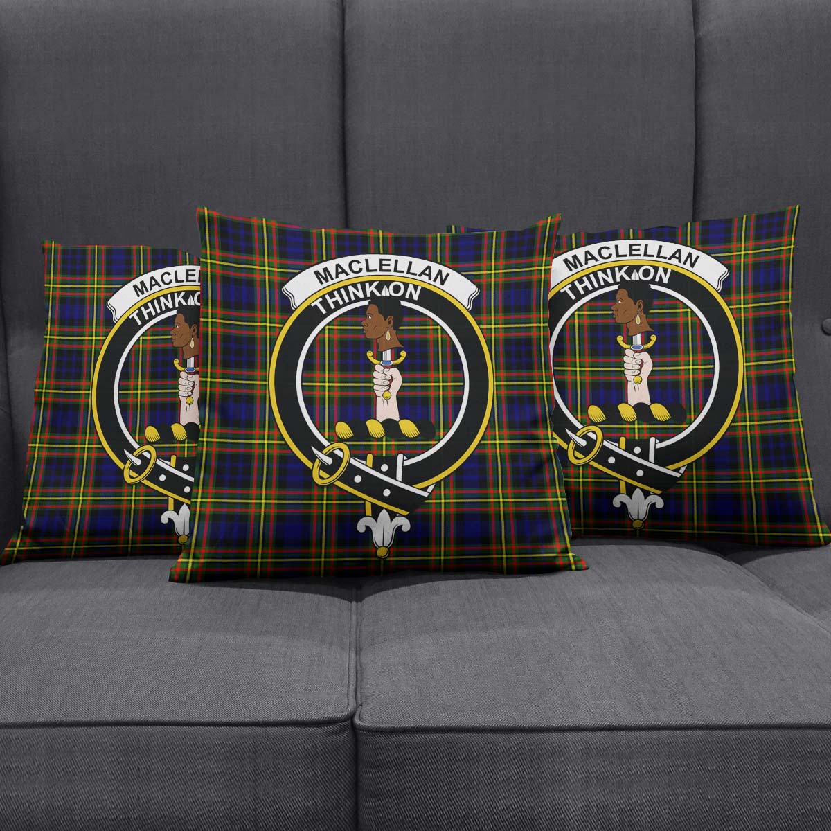 MacLellan Modern Tartan Pillow Cover with Family Crest Square Pillow Cover - Tartanvibesclothing