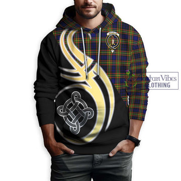 MacLellan Modern Tartan Hoodie with Family Crest and Celtic Symbol Style