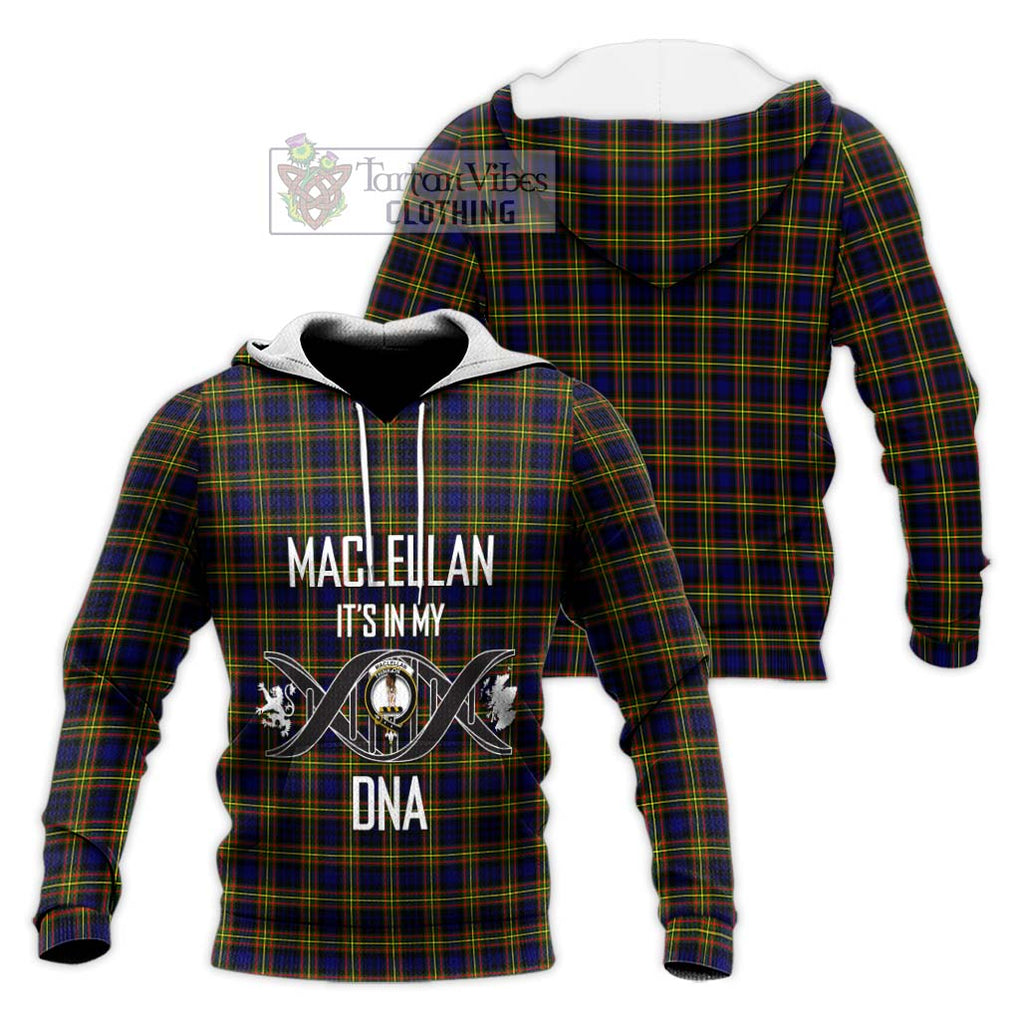 MacLellan Modern Tartan Knitted Hoodie with Family Crest DNA In Me Style Unisex Knitted Pullover Hoodie - Tartanvibesclothing Shop