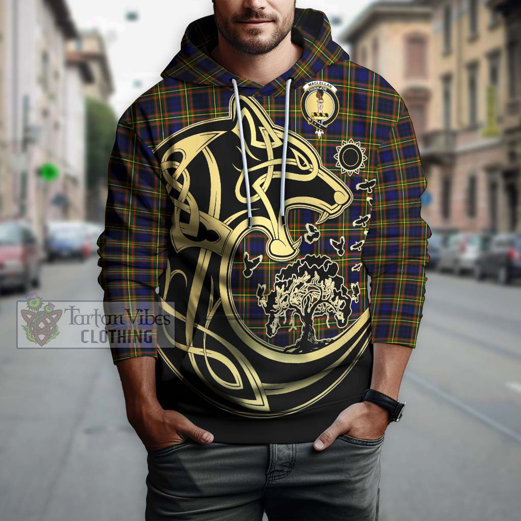 MacLellan Modern Tartan Hoodie with Family Crest Celtic Wolf Style Zip Hoodie - Tartan Vibes Clothing