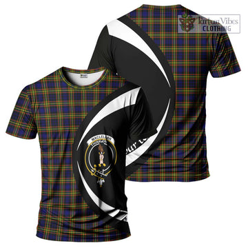 MacLellan Modern Tartan T-Shirt with Family Crest Circle Style