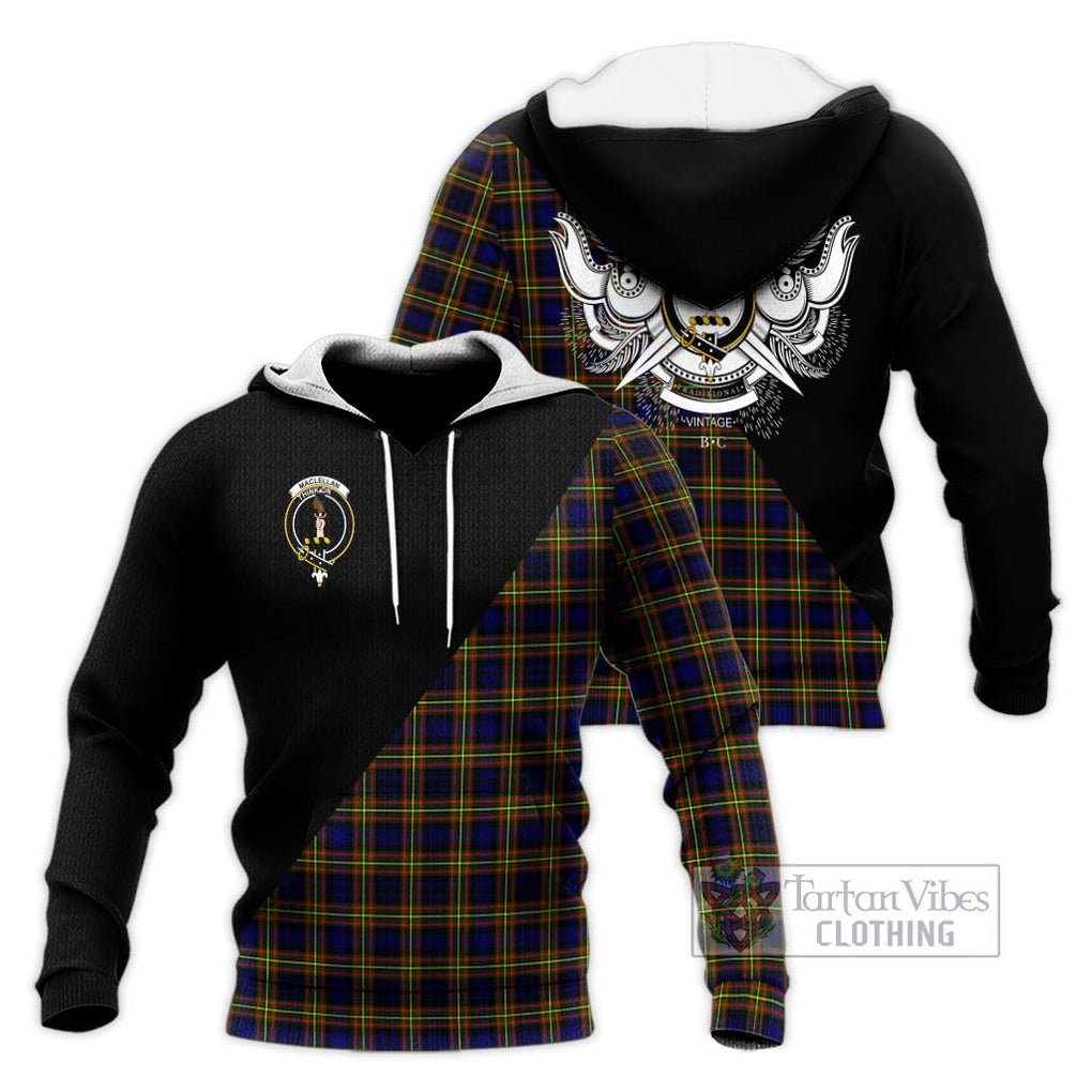 MacLellan Modern Tartan Knitted Hoodie with Family Crest and Military Logo Style Unisex Knitted Pullover Hoodie - Tartanvibesclothing Shop