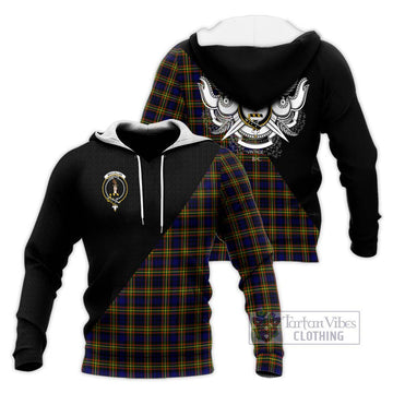 MacLellan Modern Tartan Knitted Hoodie with Family Crest and Military Logo Style