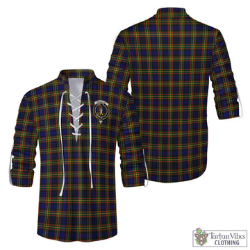 MacLellan Modern Tartan Men's Scottish Traditional Jacobite Ghillie Kilt Shirt with Family Crest