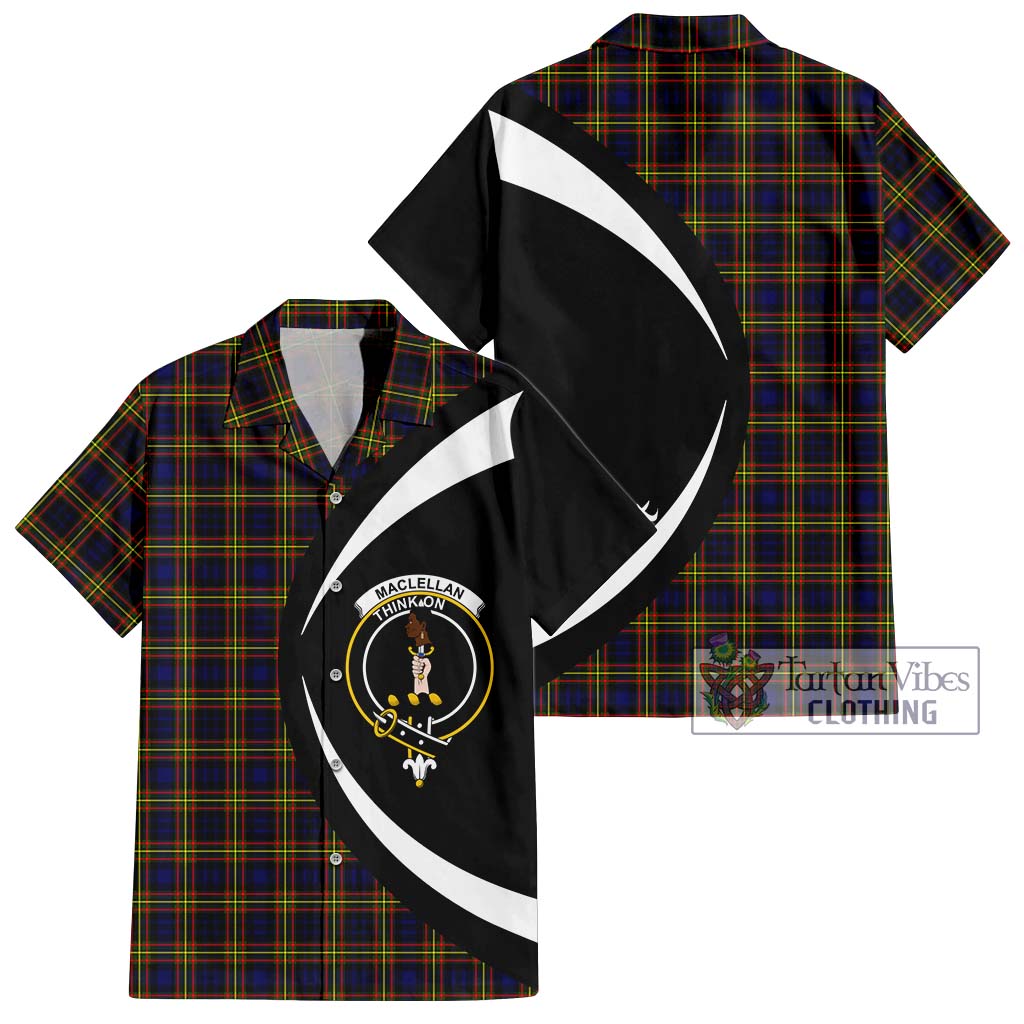 MacLellan Modern Tartan Short Sleeve Button Up with Family Crest Circle Style Kid - Tartan Vibes Clothing