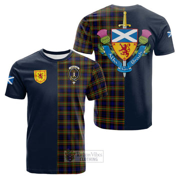 MacLellan Modern Tartan Cotton T-shirt Alba with Scottish Lion Royal Arm Half Style