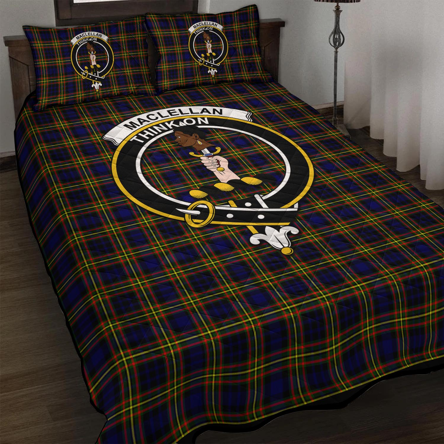 MacLellan Modern Tartan Quilt Bed Set with Family Crest - Tartan Vibes Clothing