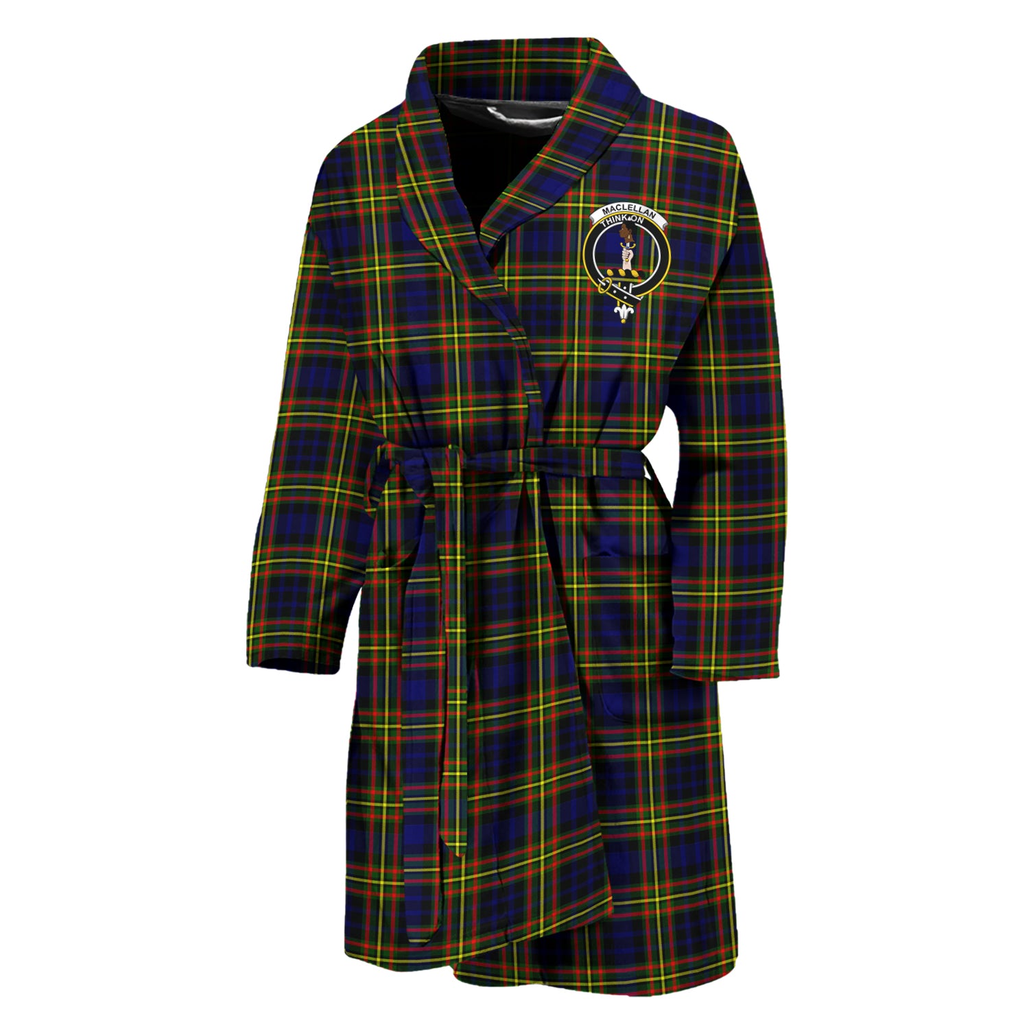 MacLellan Modern Tartan Bathrobe with Family Crest Unisex M - Tartan Vibes Clothing