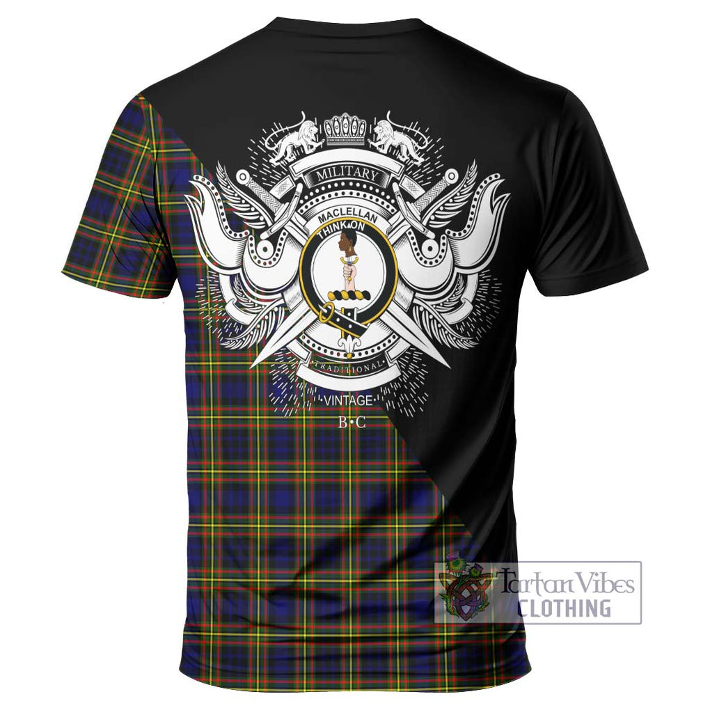 MacLellan Modern Tartan T-Shirt with Family Crest and Military Logo Style - Tartanvibesclothing Shop