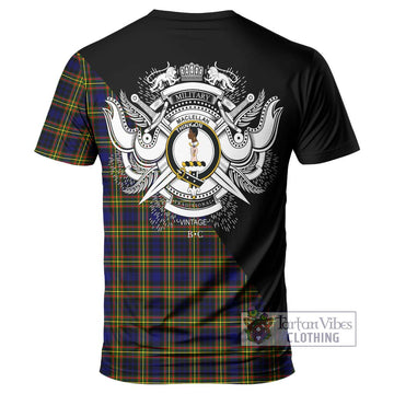 MacLellan Modern Tartan T-Shirt with Family Crest and Military Logo Style