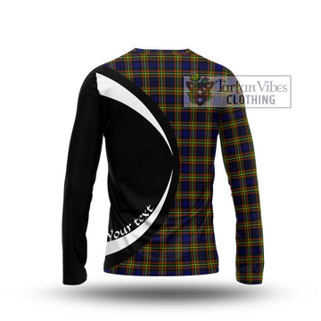 MacLellan Modern Tartan Long Sleeve T-Shirt with Family Crest Circle Style