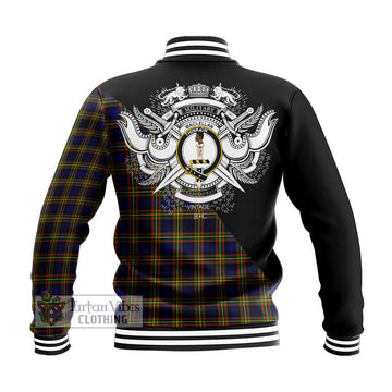 MacLellan Modern Tartan Baseball Jacket with Family Crest and Military Logo Style