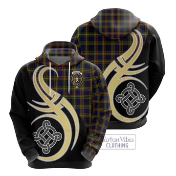 MacLellan Modern Tartan Hoodie with Family Crest and Celtic Symbol Style