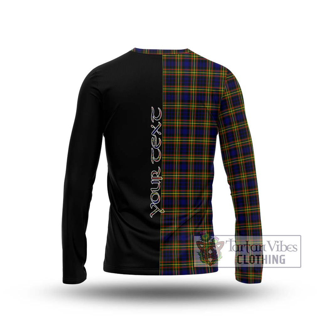 MacLellan Modern Tartan Long Sleeve T-Shirt with Family Crest and Half Of Me Style - Tartanvibesclothing Shop