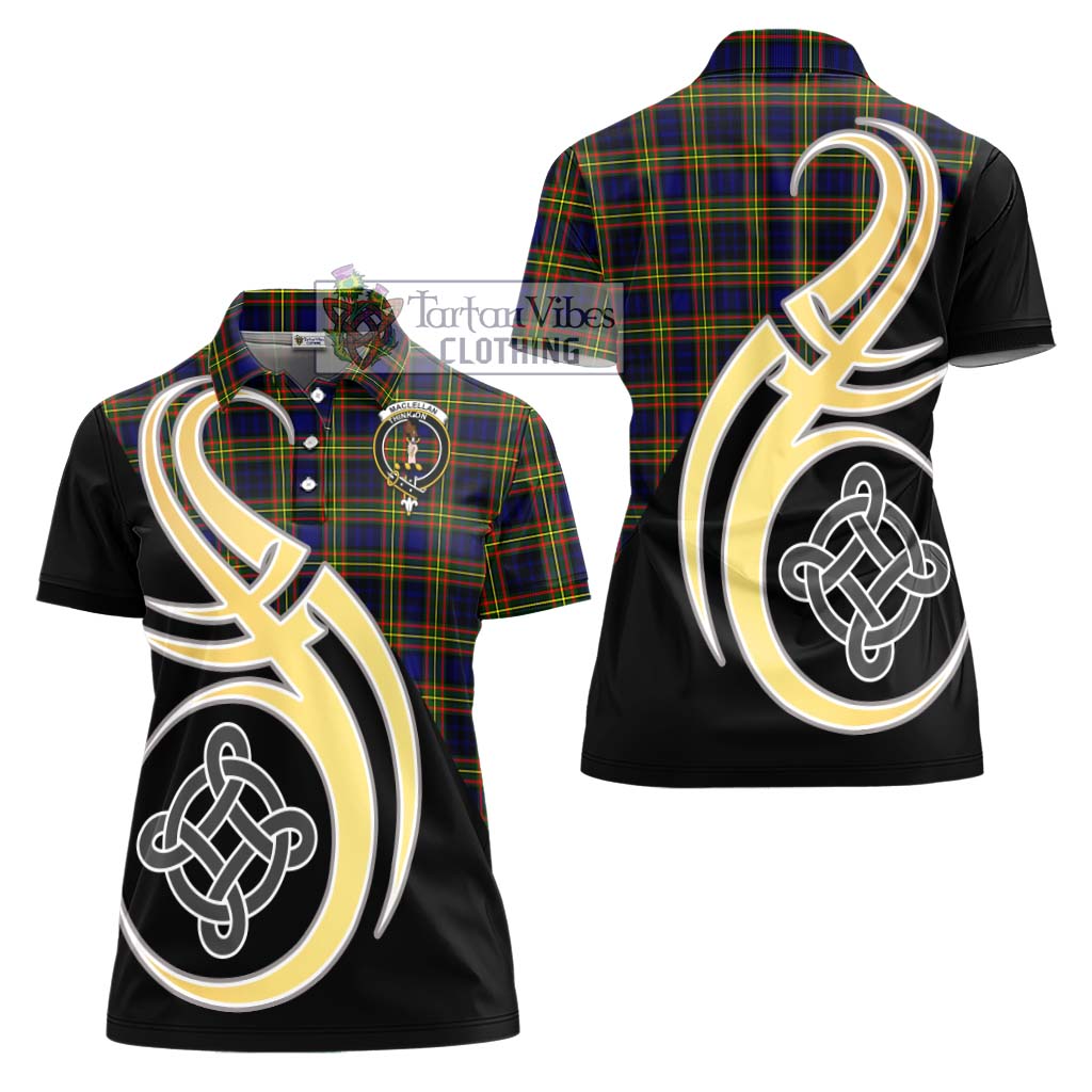 MacLellan Modern Tartan Women's Polo Shirt with Family Crest and Celtic Symbol Style - Tartan Vibes Clothing