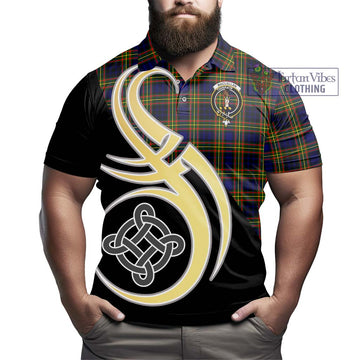 MacLellan Modern Tartan Polo Shirt with Family Crest and Celtic Symbol Style