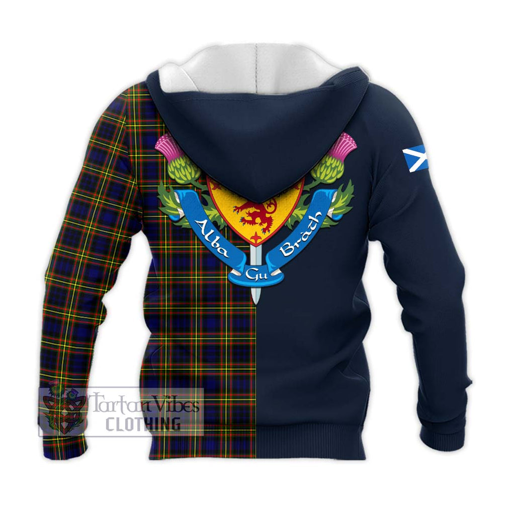 Tartan Vibes Clothing MacLellan Modern Tartan Knitted Hoodie with Scottish Lion Royal Arm Half Style