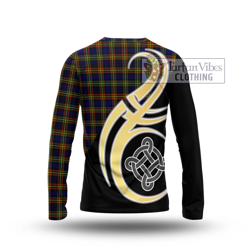 MacLellan Modern Tartan Long Sleeve T-Shirt with Family Crest and Celtic Symbol Style - Tartan Vibes Clothing