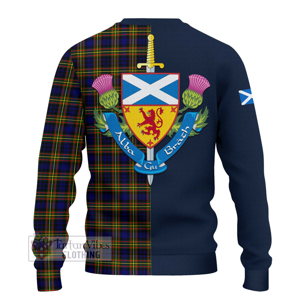 Tartan Vibes Clothing MacLellan Modern Tartan Knitted Sweater with Scottish Lion Royal Arm Half Style