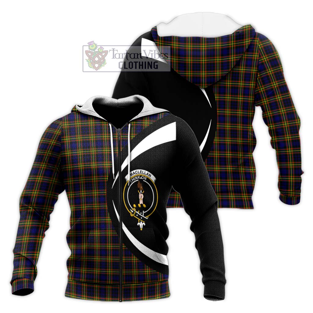 MacLellan Modern Tartan Knitted Hoodie with Family Crest Circle Style Unisex Knitted Zip Hoodie - Tartan Vibes Clothing