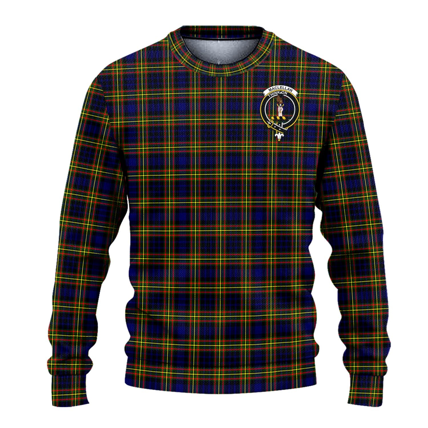 MacLellan Modern Tartan Knitted Sweater with Family Crest - Tartanvibesclothing