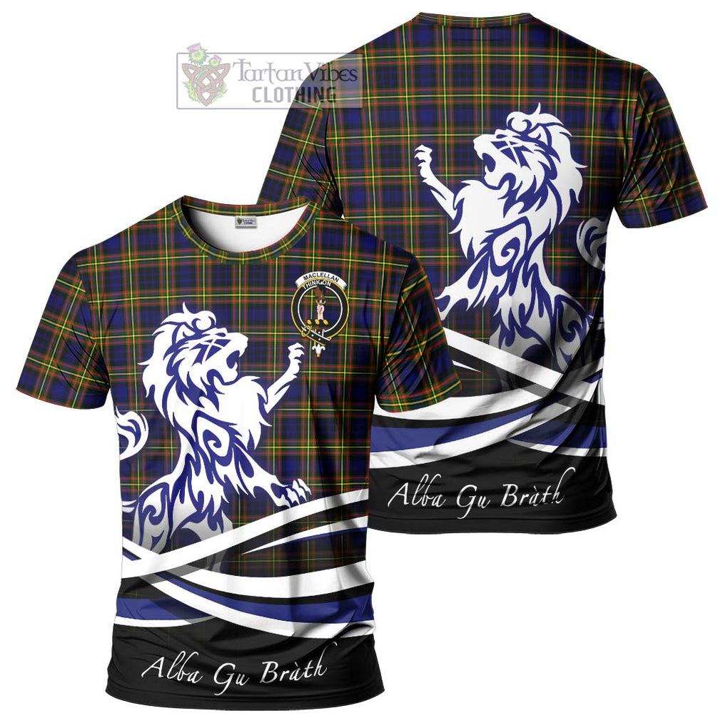 Tartan Vibes Clothing MacLellan Modern Tartan Cotton T-shirt with Alba Gu Brath Regal Lion Emblem