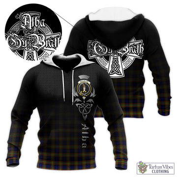 MacLellan Modern Tartan Knitted Hoodie Featuring Alba Gu Brath Family Crest Celtic Inspired