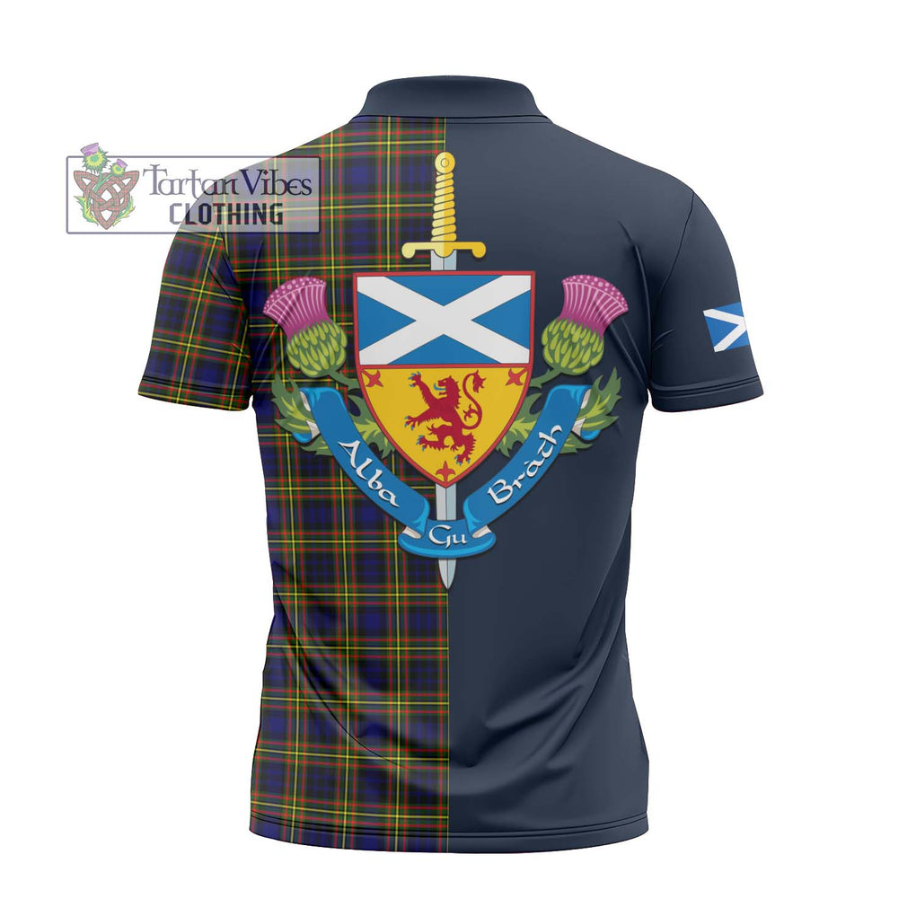 Tartan Vibes Clothing MacLellan Modern Tartan Zipper Polo Shirt with Scottish Lion Royal Arm Half Style